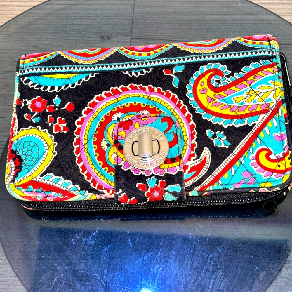 Retired Vera Bradley Persian Paisley Turn Lock Multi Colored Paisley Wallet